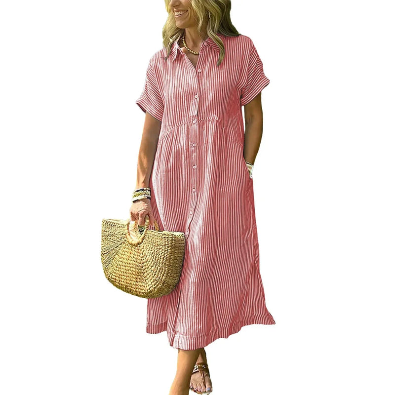Chouyatou Striped Cotton Shirt Dress
