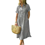 Chouyatou Striped Cotton Shirt Dress